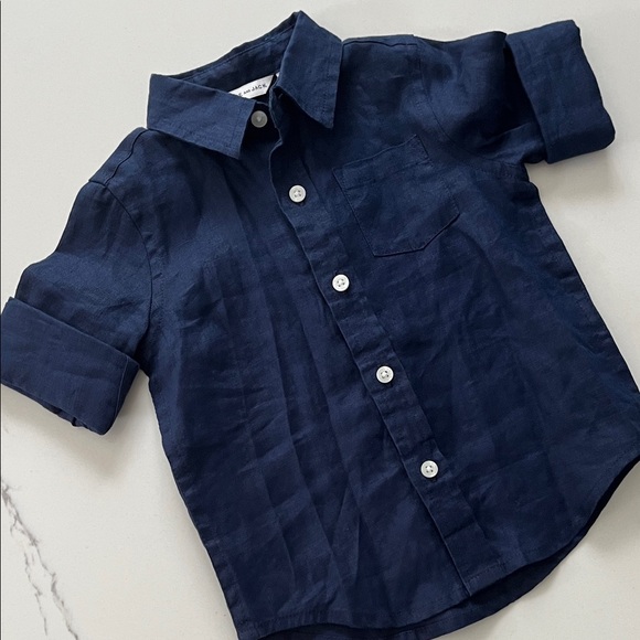 Janie and Jack Navy Button Down Shirt - Picture 1 of 4